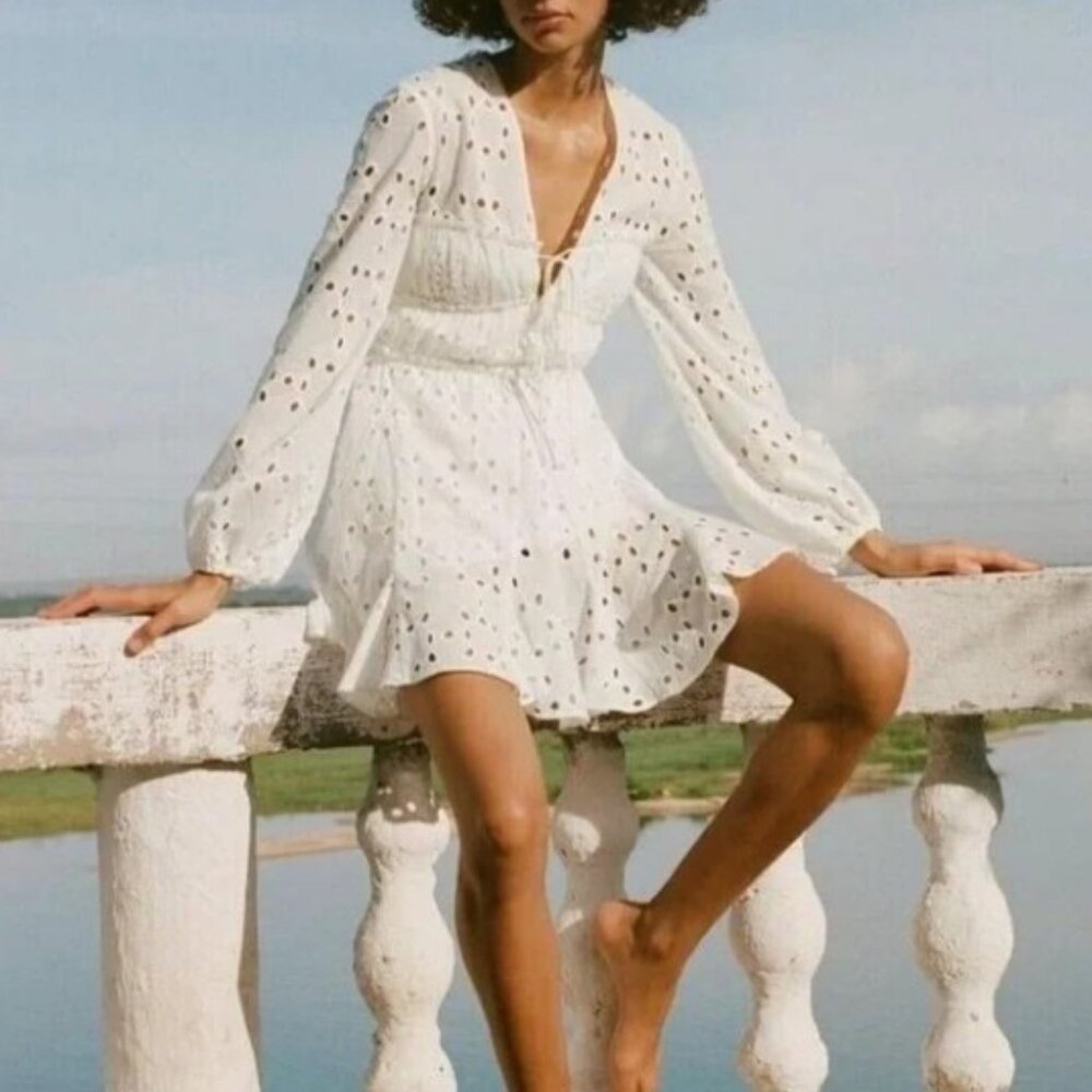 Gianni Bini Katrina White Eyelet Dress Size XL